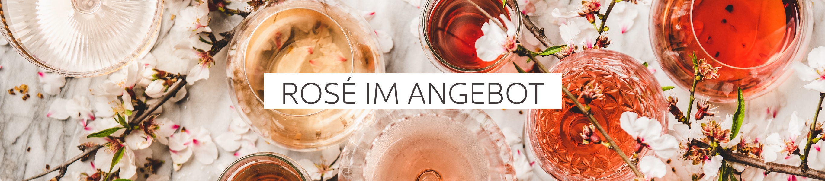 Roséwein Gläser, Blumen, Angebot, Wein Online-Shop