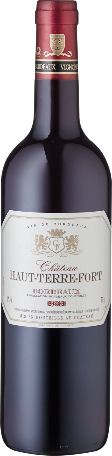 Chateau Haut-Terre-Fort Château Haut-Terre-Fort Bordeaux Rotwein, Flasche Detailansicht