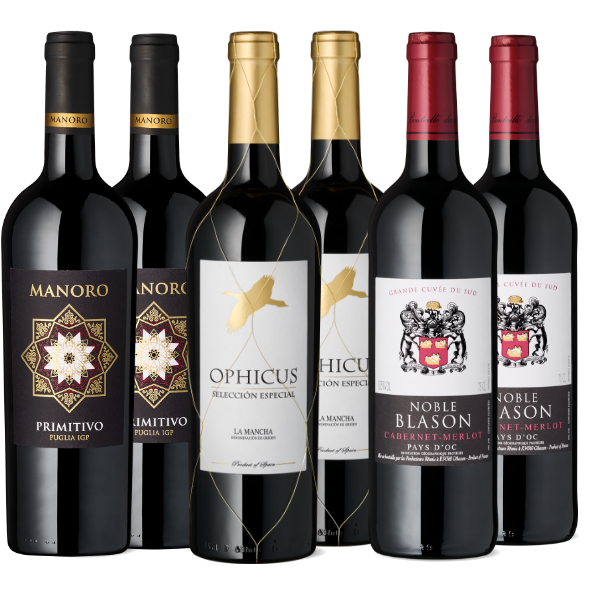 Rotweine: Auswahl verschiedener Sorten, hochwertige Qualität