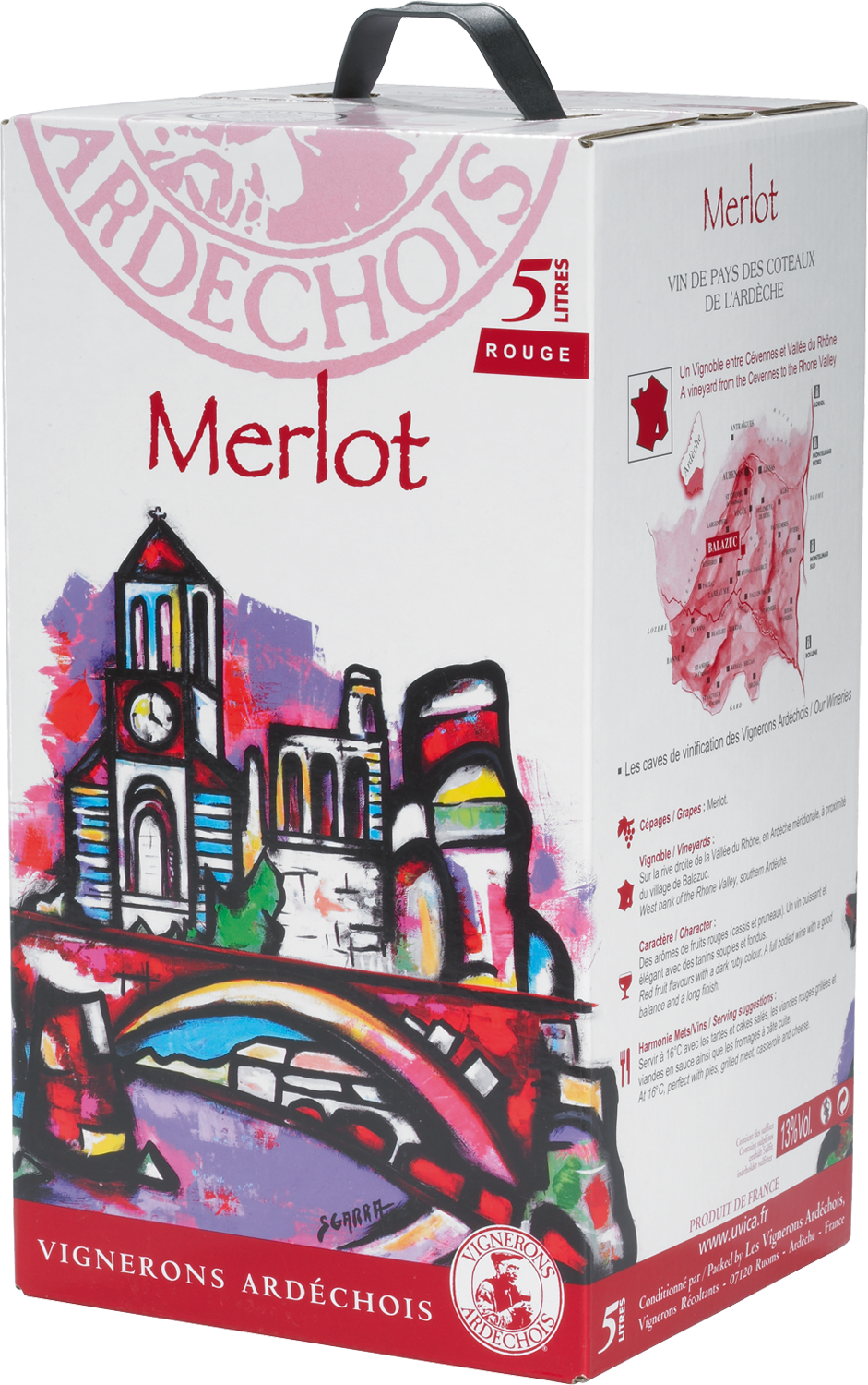 Merlot, BiB Merlot Rotwein im 5 Liter Karton, Vignerons Ardéchois