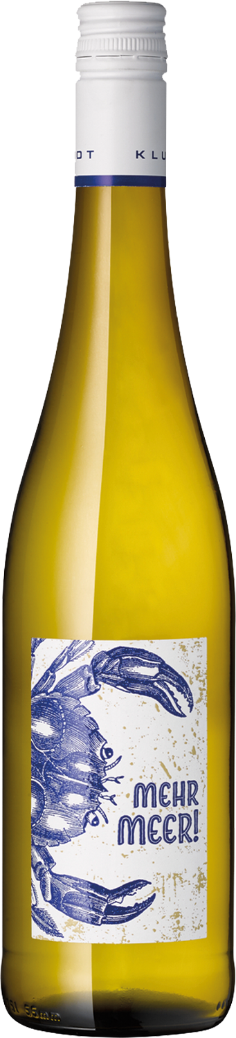 Mehr Meer Weißwein-Flasche mit "Mehr Meer" Etikett