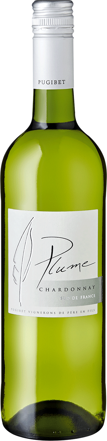 "Plume" Chardonnay Pugibet Plume Chardonnay Südfrankreich, Weißwein im Glas
