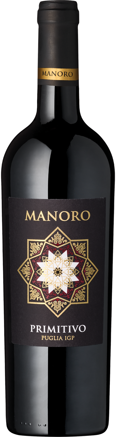 "Manoro" Primitivo Manoro Primitivo Puglia IGP Rotwein Flasche mit Etikett