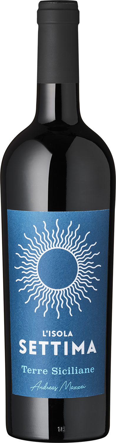 L'Isola Settima Terre Siciliane Weinflasche, blaues Etikett