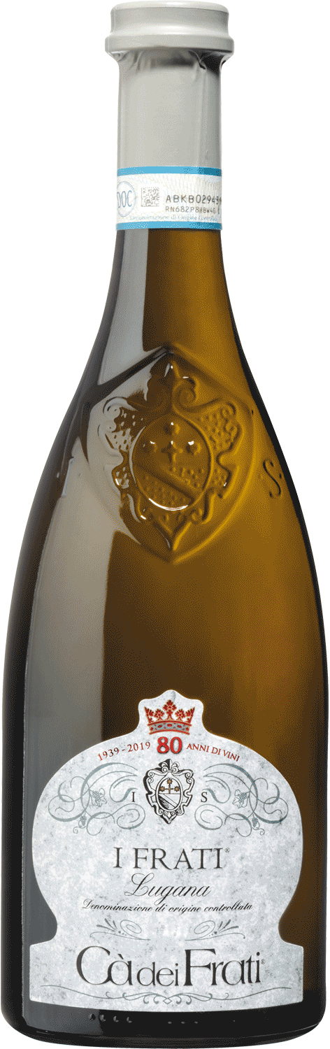 Cà dei Frati Lugana Wein, goldene Flasche, 80 Jahre Jubiläum