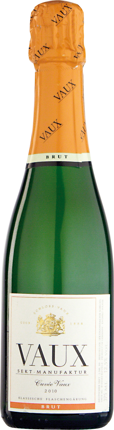 "Cuvée Vaux" VAUX Cuvée Brut Sektflasche, klassische Flaschengärung.