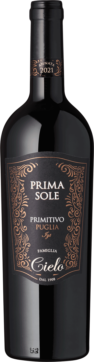 "Primasole" Primitivo Prima Sole Primitivo Puglia Rotwein, Jahrgang 2021