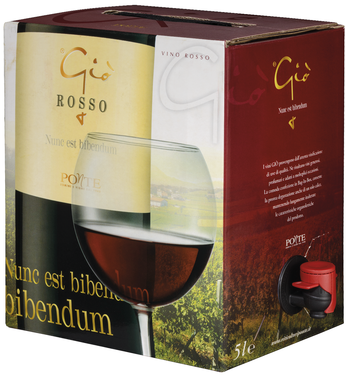 Cabernet, 5L, BIB Gio Rosso Wein Bag-in-Box mit Glas