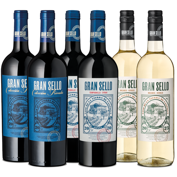 Wein-Sortiment "Gran Sello" aus Spanien, Rot- und Weißweine