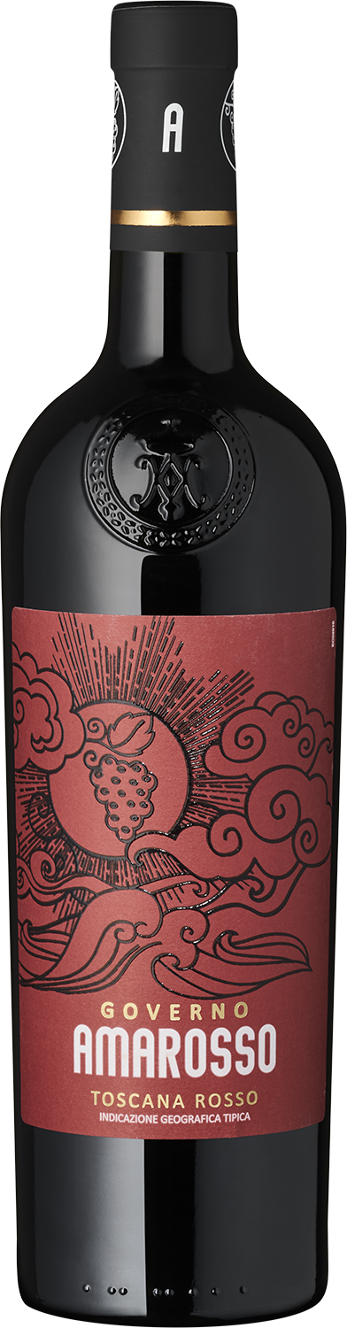 Amarosso Governo Amarosso Governo Toscana Rosso Wein, Detailansicht der Flasche