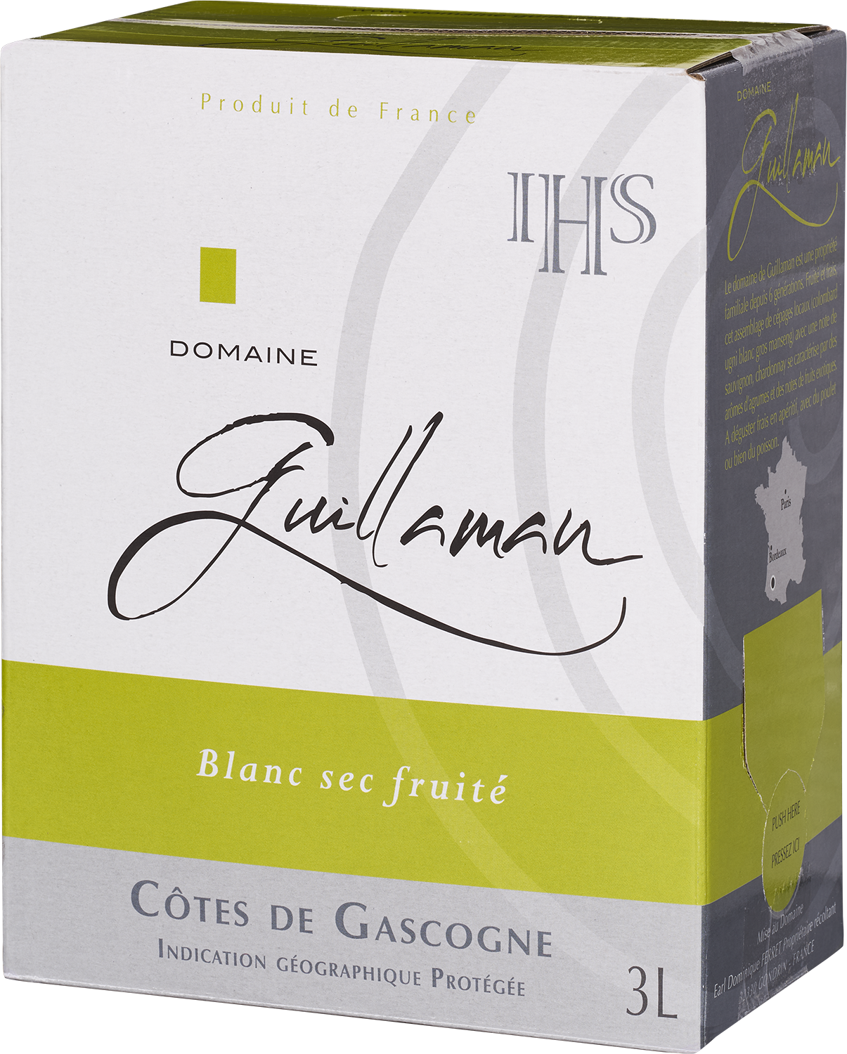 Blanc sec Fruité, BiB Weinkarton Domaine Guillaman Blanc sec fruité aus Frankreich