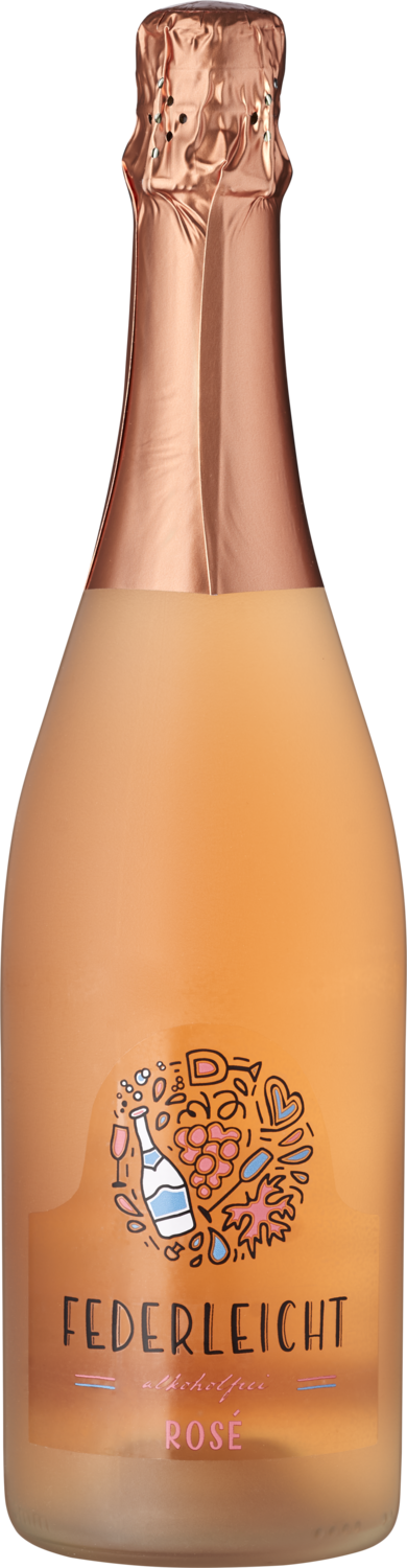 "Federleicht" Merlot Sparkling alkoholfrei Federleicht alkoholfreier Rosé Sekt Flasche, für Feiern.