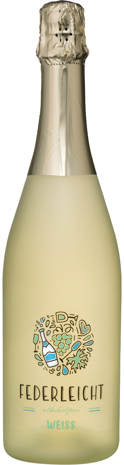 "Federleicht" Chardonnay Sparkling, alkoholfrei Federleicht Weiß alkoholfreier Sekt in Flasche.