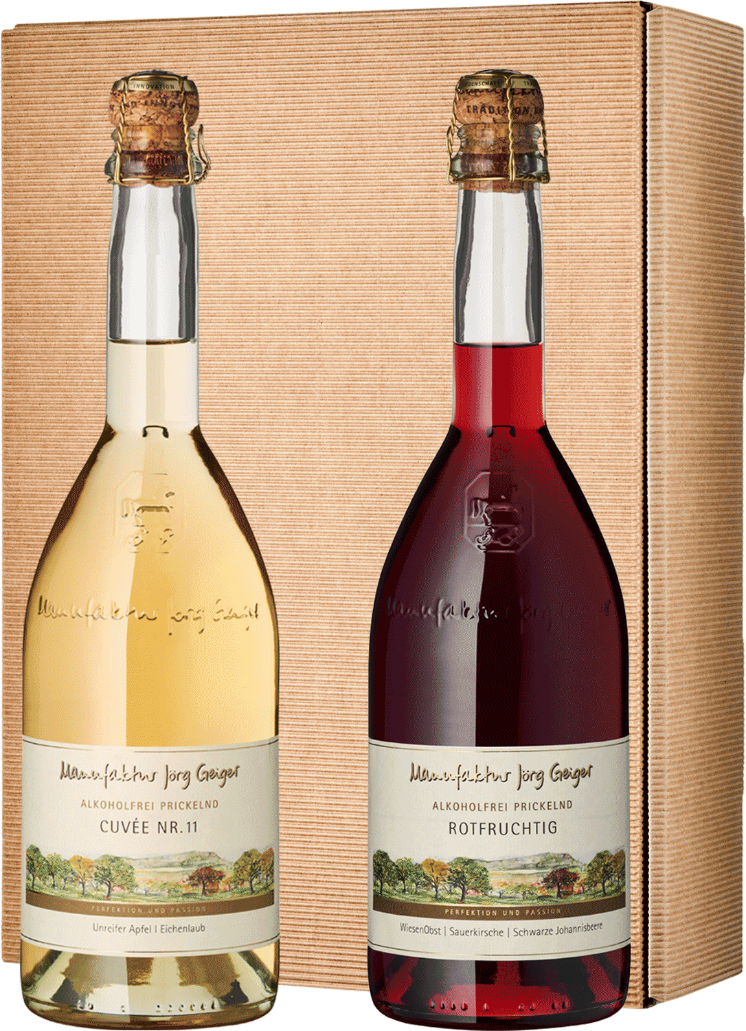 Zero Heroes Geschenkset alkoholfreier Cuvée und Rotfruchtig von Jörg Geiger