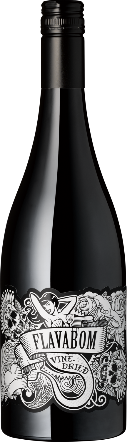 "Flavabom" Shiraz Wein Flasche mit außergewöhnlichem Etikett, Flavour Bomb